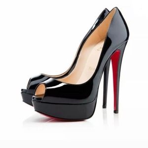 Christian Louboutin Women's Lady Peep Patent Peep Prive' Toe Heels  Size 38.5